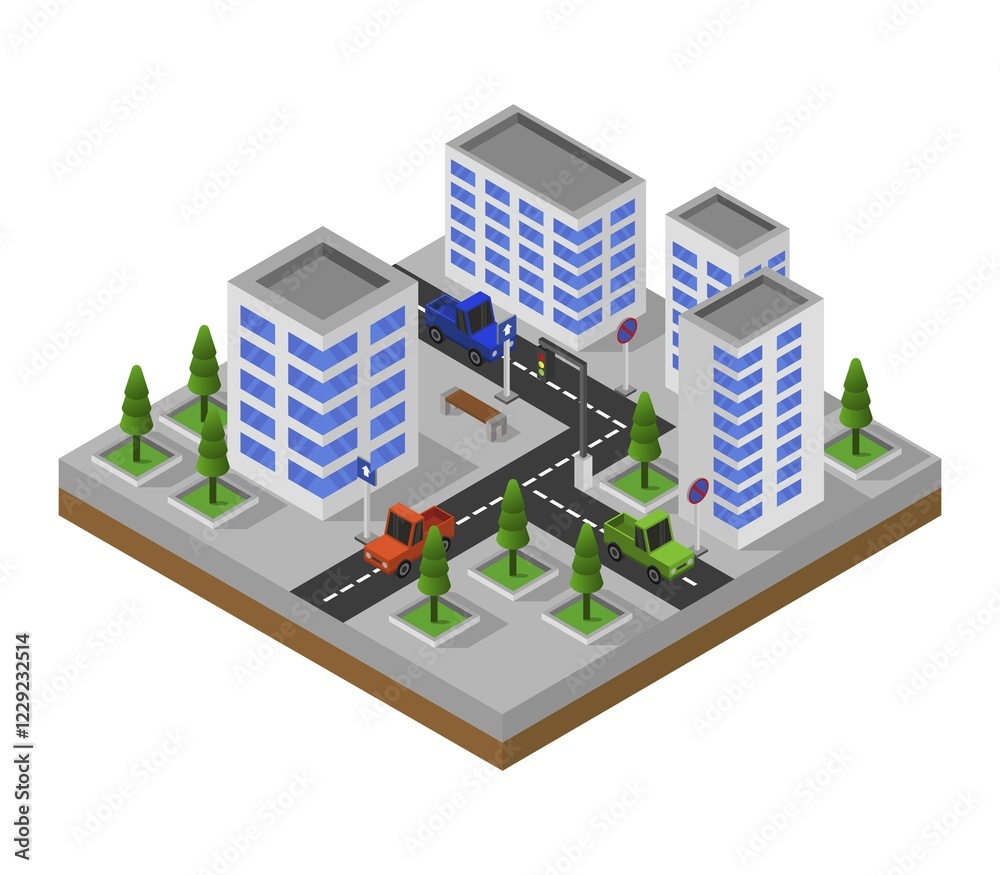 Isometric city icon illustrated in vector on white background Isometric city icon illustrated in vector on white background