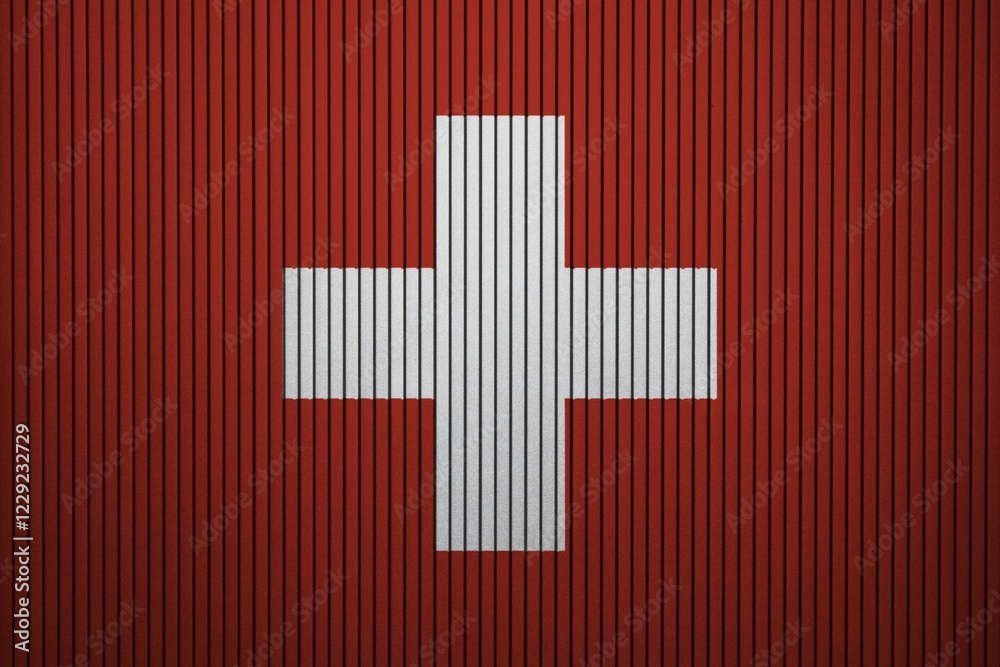 Switzerland Flag painted on the cracked grunge concrete wall Switzerland Flag painted on the cracked grunge concrete wall