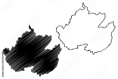 Uckermark district (Federal Republic of Germany, rural district, State of Brandenburg) map vector illustration, scribble sketch Uckermark map