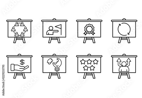 set of board presentation icons