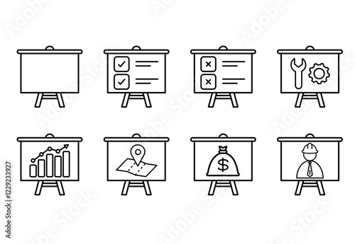 set of board presentation icons