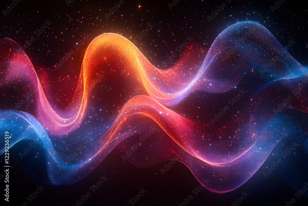 Colorful Abstract Waves with Sparkling Stars in Cosmic Space Colorful Abstract Waves with Sparkling Stars in Cosmic Space