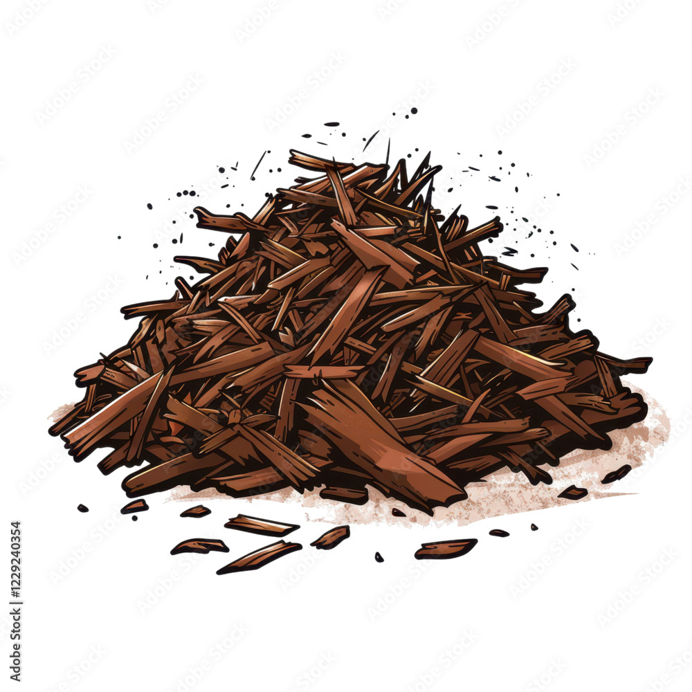 Fototapeta premium Pile of Brown Wood Shavings for Textured Background and Design