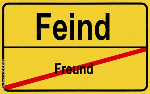 Sign city limits, symbolic image for going from friendship to enmity