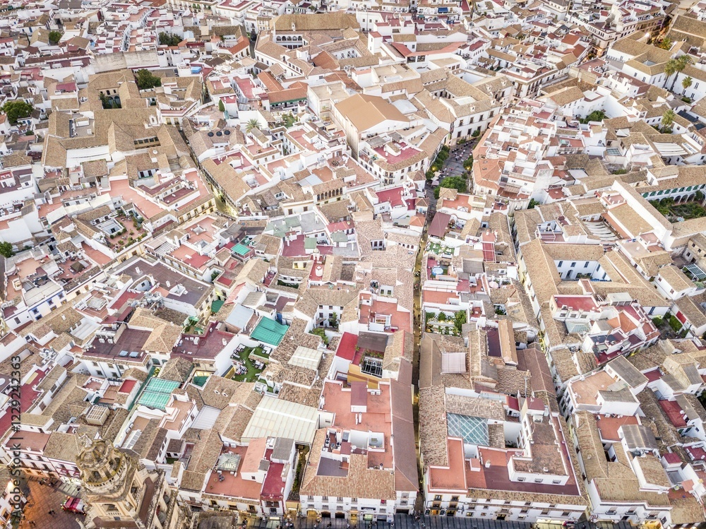 Aerial view of houses in the strict city center of Cordoba, Andalusia, Spain, Europe