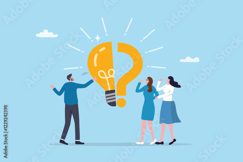 Solving problem, critical thinking root cause analysis to solution, answering question or success resolve issues, discover opportunity, creativity concept, businessman make idea from question mark.