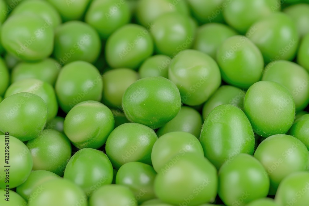 A collection of green peas stacked on top of each other A collection of green peas stacked on top of each other