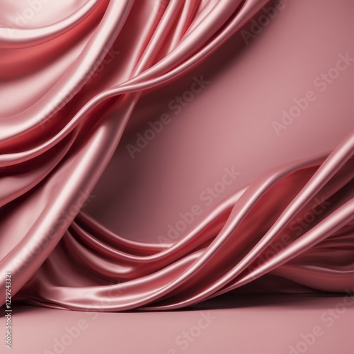 Obraz na płótnie A close-up of draped pink silky fabric showcasing its smooth, shiny texture and elegant flow, AI generated w salonie