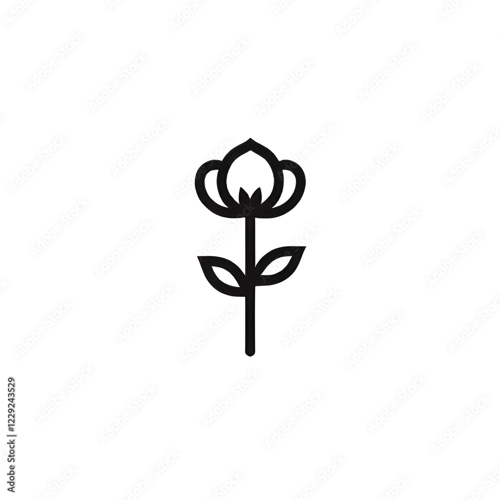 Elegant Monochrome Flower Symbol for Nature Botanical and Floral Branding Elegant Monochrome Flower Symbol for Nature Botanical and Floral Branding