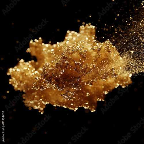 Elegant golden particles floating in the air, luxurious atmosphere, deep black background, perfect for branding and advertising, ultra-HD, 8K resolution