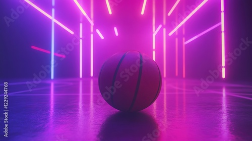 basketball basket with no spectators and spotlights, sports interior illustration 
