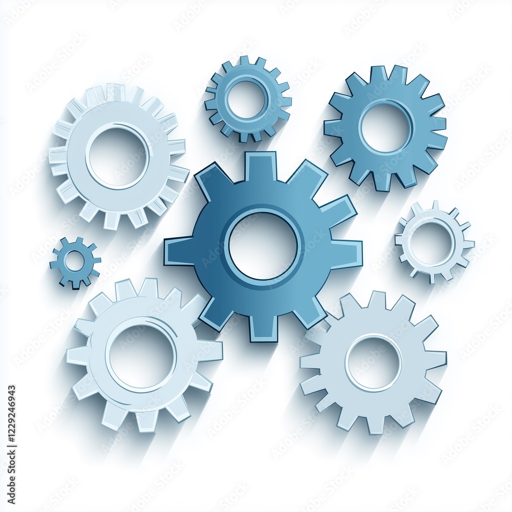Abstract vector of interconnected gears symbolizing teamwork and efficiency, corporate theme, white background png Abstract vector of interconnected gears symbolizing teamwork and efficiency, corporate theme, white background png