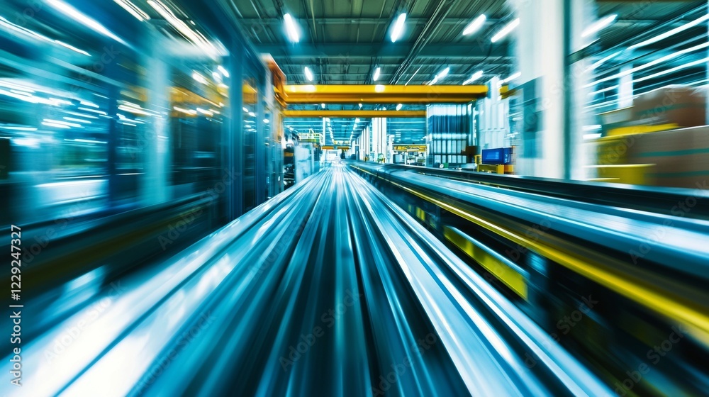 Dynamic motion blur of a train in a modern subway station Dynamic motion blur of a train in a modern subway station