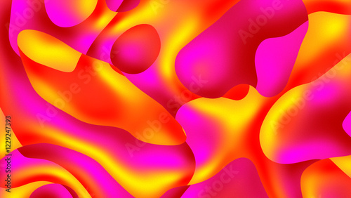 Abstract wave design with soft flowing colors in Yellow, Pink, Dark Red gradient, creating a textured satin backdrop with a blurred, motion-filled pattern