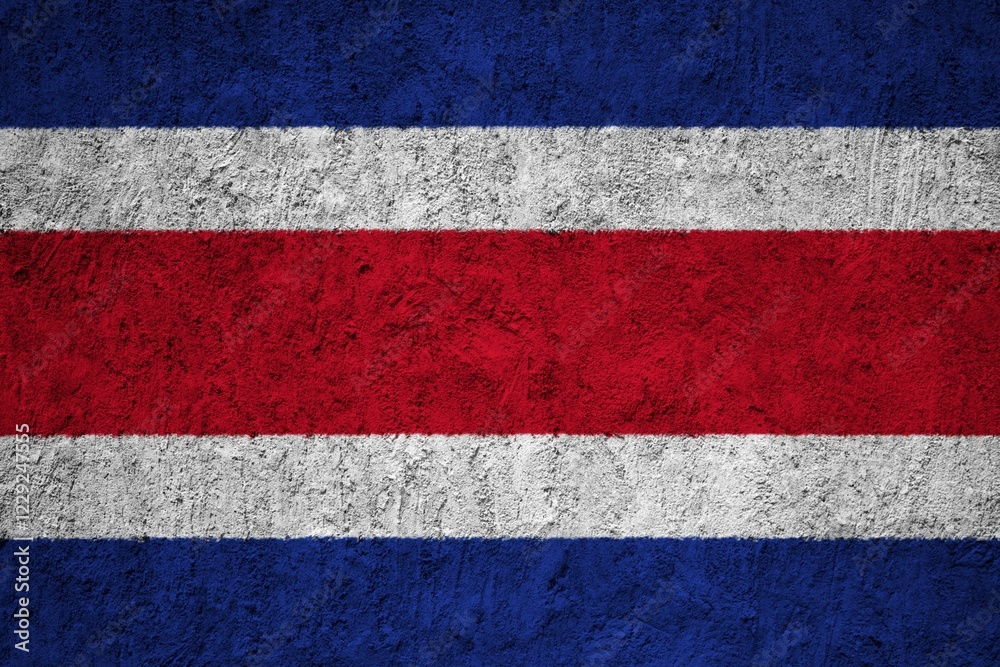 Costa Rica Flag painted on the cracked grunge concrete wall Costa Rica Flag painted on the cracked grunge concrete wall