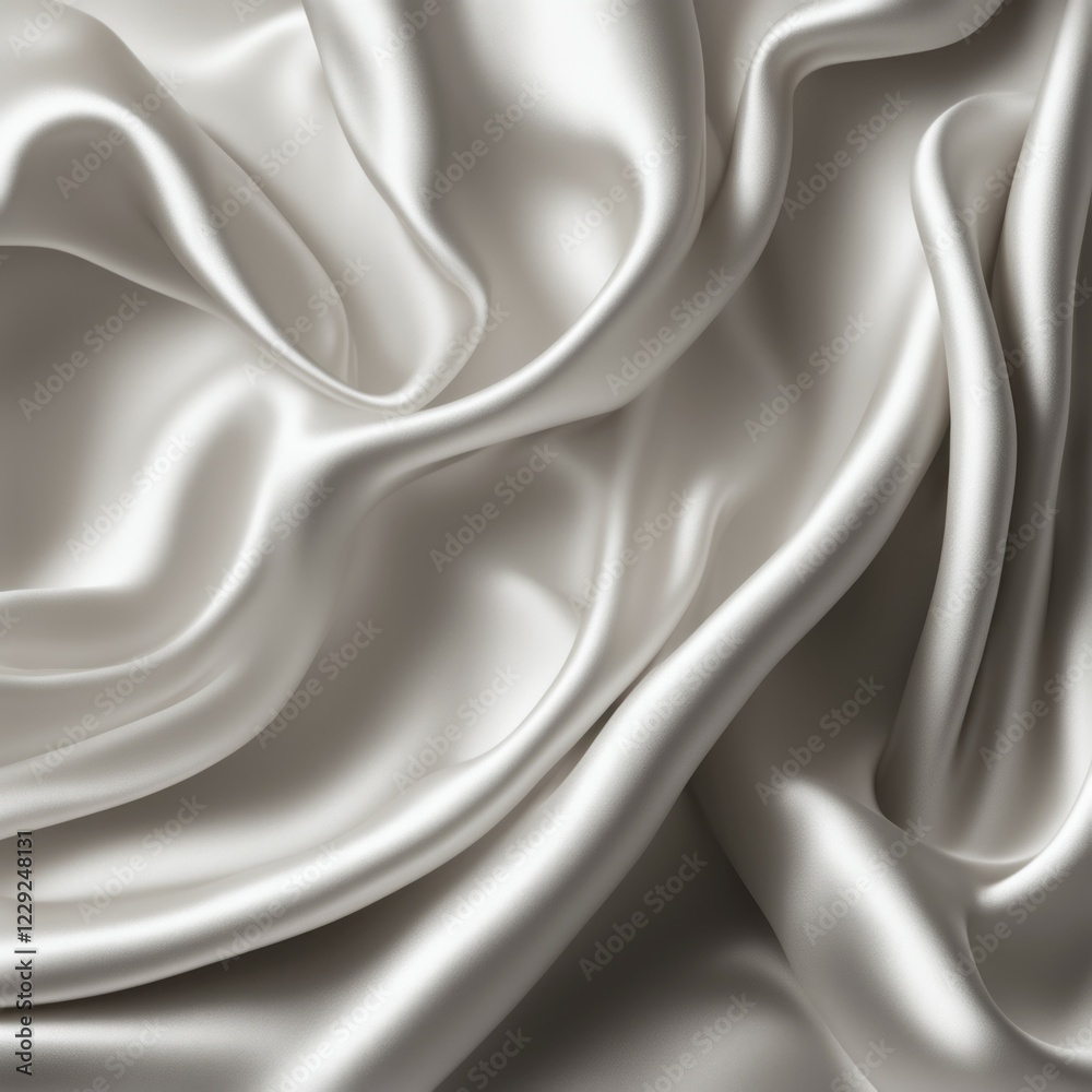 Fototapeta premium White fabric with a soft, smooth, and shiny texture, flowing in an elegant manner, AI generated