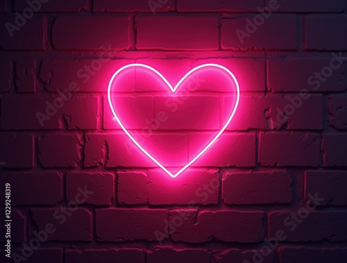Retro Glow Neon Heart Valentine’s Day Card with Blank Text Space 