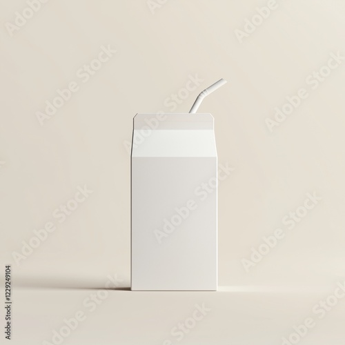 Simple vector of a carton of milk with a straw, minimalist and fun, white background png