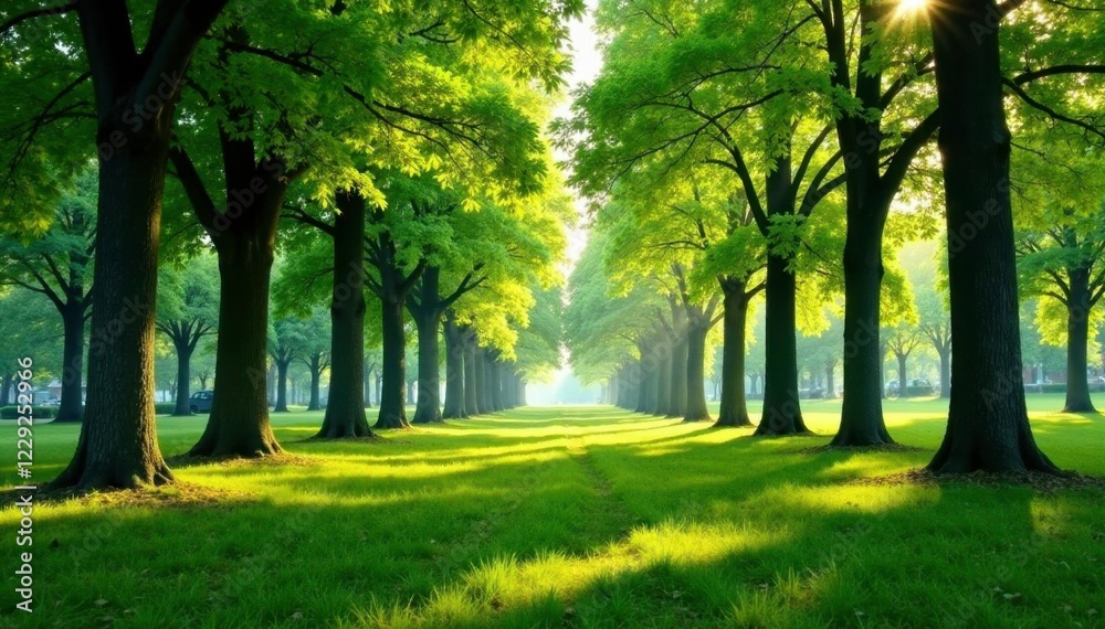 Tall trees casting dappled shadows on the ground, scenery, natural, leaves Tall trees casting dappled shadows on the ground, scenery, natural, leaves