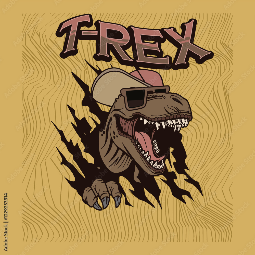 Fototapeta premium T-Rex dinosaur vector illustration in a bold and cool style