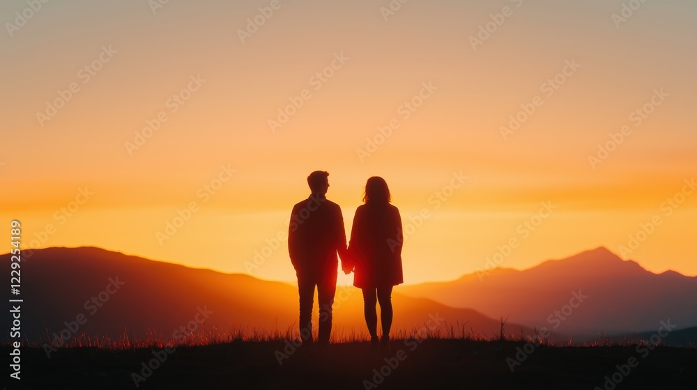 Valentine's day proposal sunset romantic couple-themed scene Valentine's day proposal sunset romantic couple-themed scene