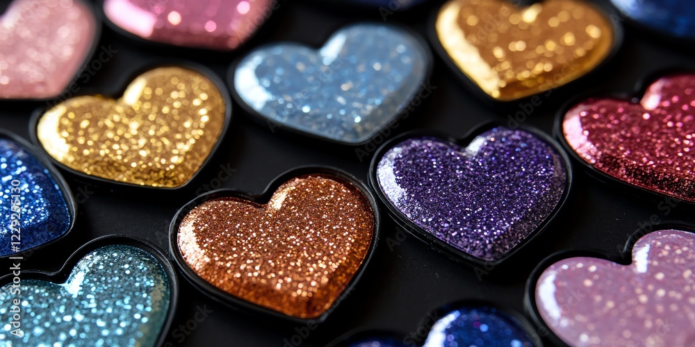 Fototapeta premium Sparkling Glitter Heart Collection Valentine's Day Crafts