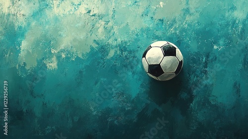 Gradient soccer field background design, Soccer ball on abstract blue background