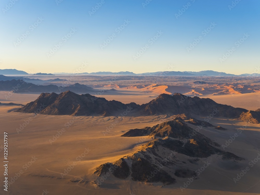 Fototapeta premium Dawn, Kulala Wilderness Reserve, Namib Desert, Tsaris Mountains, Sossusvlei, Namib-Naukluft National Park, Namibia, Africa