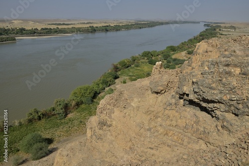 Landscape at the third cataract of the Nile at Kerma, Northern, Nubia, Sudan, Africa photo