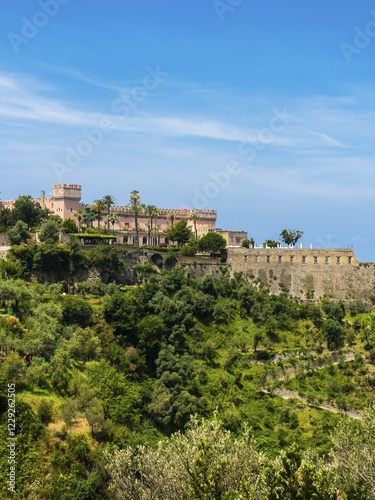 View from Castellammare de Stabia over the Gulf of Naples and Marina di Vico, Naples, Campania, Italy, Europe