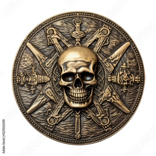 pirate skull medaillon isolated on white or transparent png