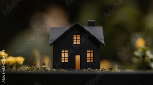Miniature Home Decoration isolated on this home business concept in black