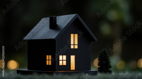 Miniature Home Decoration isolated on this home business concept in black