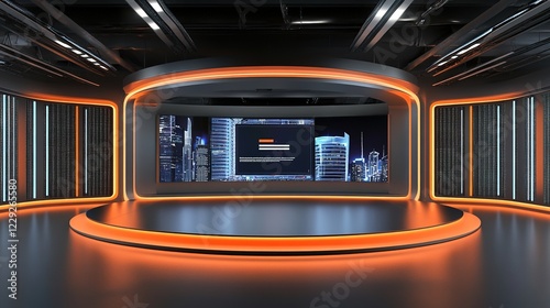 Night city 3D rendering background for any type of news or information presentation. The background features a modern style layout
