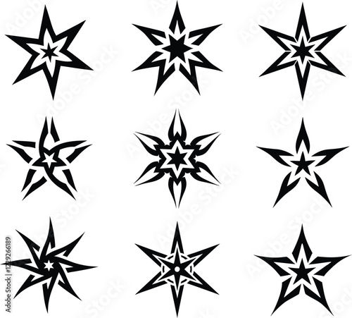 Neo-Tribal Y2K Star Tattoo Sticker – A Bold Fusion of Futuristic Aesthetic & Tribal Edge for a Striking Statement.