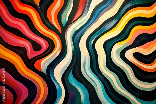 A mesmerizing op-art collage featuring a labyrinth of zigzag lines that seem to twist and turn, creating a sense of visual disorientation. The artwork celebrates the art of visual puzzles and 