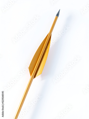 A javelin with a slim metal shaft, sharp point, and aerodynamic design, placed on a white background for a clear view of its structure, Photorealistic photo