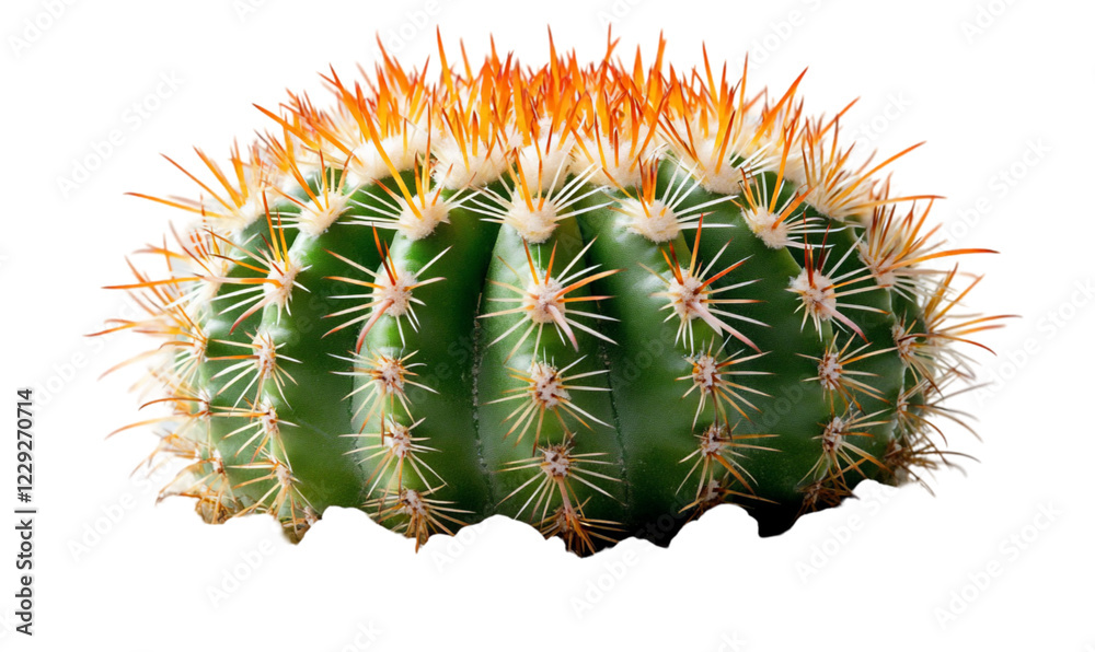 Close Up of a Green and Orange Cactus with Sharp Spines on a Bla Close Up of a Green and Orange Cactus with Sharp Spines on a Bla