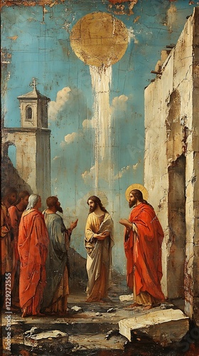 Byzantine religious scenes, annunciation, baptism, and transfiguration, 2k 