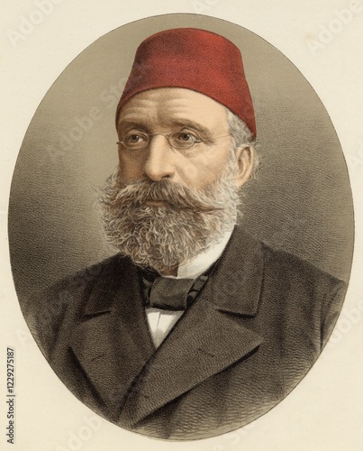 Midhat Pasha or Pasa, 1822-1883, pro-Western, enlightened Turkish reformer, statesman and Grand Vizier of the Ottoman Empire, considered the father of the Ottoman Constitution of 1876, Historical, digitally restored reproduction from a 19th century original, Record date not stated photo