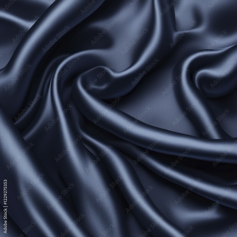 Fototapeta premium Silky blue satin fabric with smooth folds and a soft sheen, AI generated