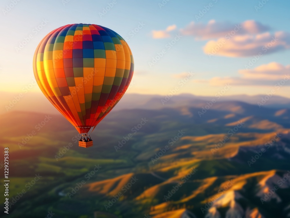 Obraz premium Stunning Hot Air Balloon Over Scenic Landscape
