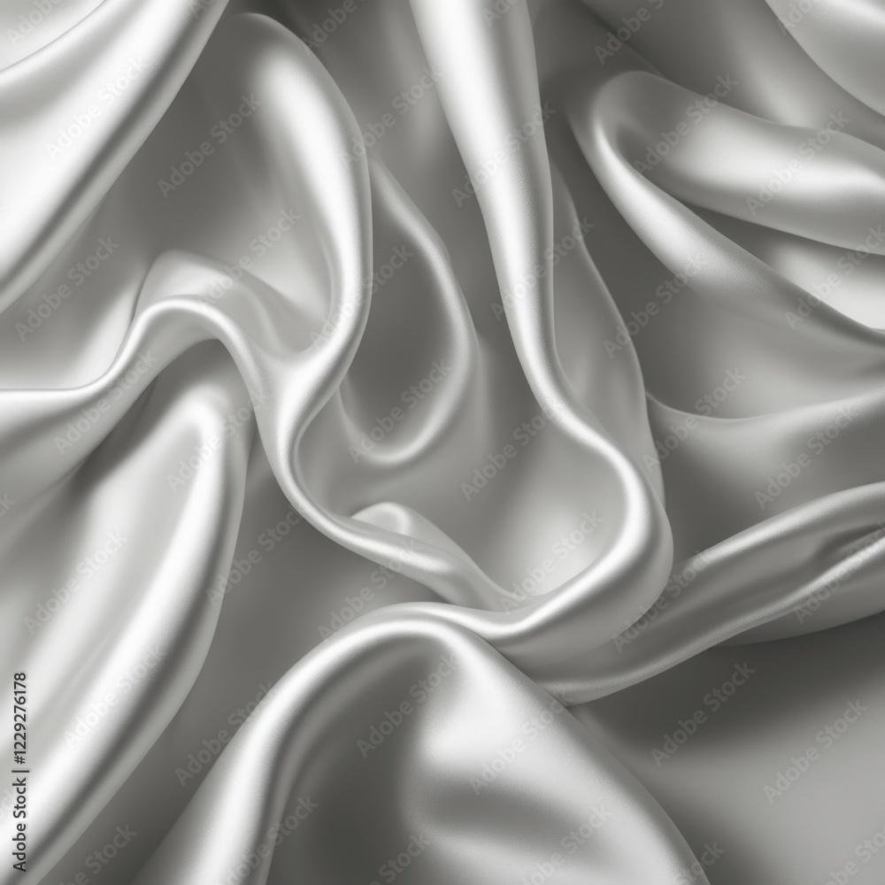 Obraz premium White silk fabric with a smooth, shiny texture and elegant folds, projecting softness, AI generated