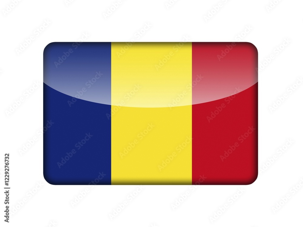 Fototapeta premium The Chad flag in the form of a glossy icon