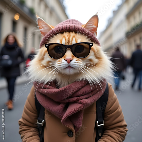 A Stylish Cat Selfie in the City of Lights photo