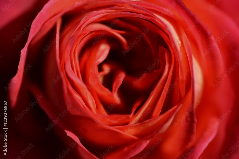Shrub rose (Rosa), red flower, close-up, North Rhine-Westphalia, Germany, Europe Shrub rose (Rosa), red flower, close-up, North Rhine-Westphalia, Germany, Europe