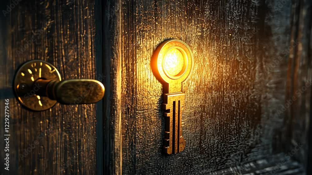 custom made wallpaper toronto digitalOld key turning in antique lock illuminates wooden door with warm glow