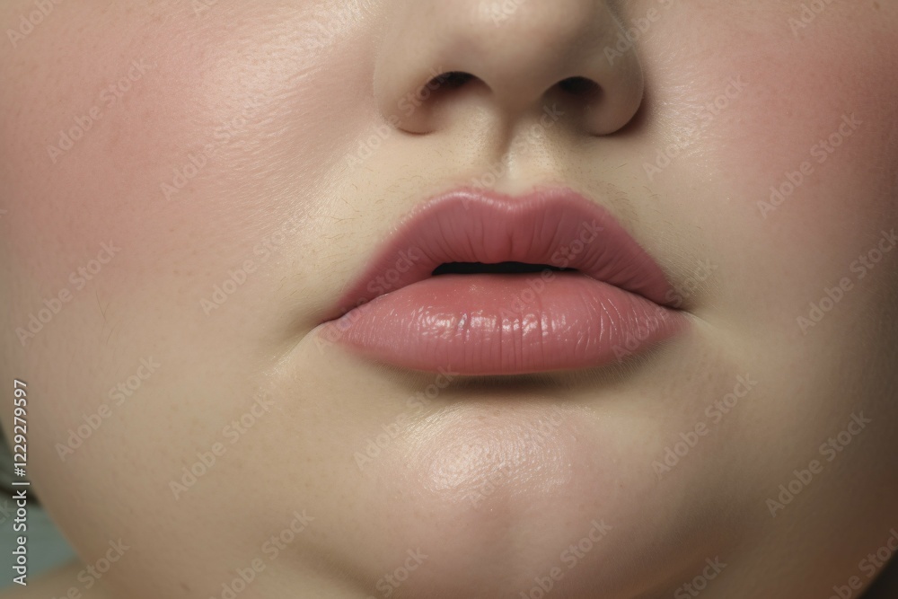 Naklejka premium Close up of lips of curvy plus size woman. KI generiert, generiert AI generated