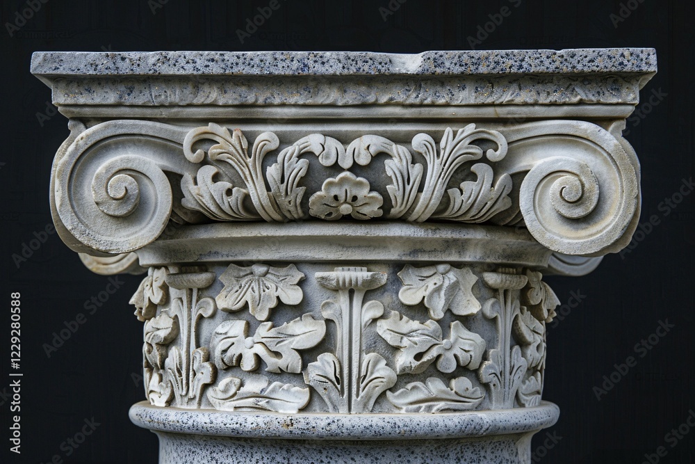 Naklejka premium Greek column on black background. Generative Ai, AI generated