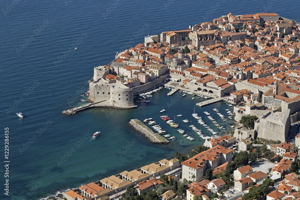 View of the old harbour, old town, Dubrovnik, Croatia, Europe View of the old harbour, old town, Dubrovnik, Croatia, Europe